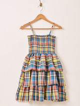 Elcamino チェック柄 ラッフル ミニ キャミソールワンピース