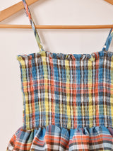 Elcamino チェック柄 ラッフル ミニ キャミソールワンピース