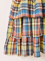 Elcamino チェック柄 ラッフル ミニ キャミソールワンピース