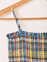 Elcamino チェック柄 ラッフル ミニ キャミソールワンピース