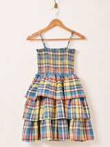Elcamino チェック柄 ラッフル ミニ キャミソールワンピース