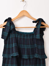 【3色展開】Meridian チェック柄 ラッフル キャミソールワンピース