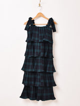 【3色展開】Meridian チェック柄 ラッフル キャミソールワンピース