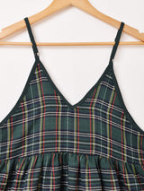Meridian チェック 柄キャミソールワンピース