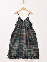 Meridian チェック 柄キャミソールワンピース