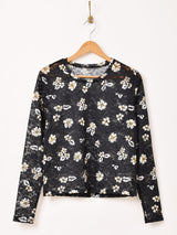 【3色展開】Meridian 花柄 レース 長袖カットソー