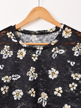 【3色展開】Meridian 花柄 レース 長袖カットソー