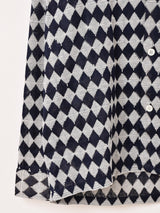 【2色展開】Backers ダイア柄 メッシュ 長袖 オープンカラーシャツ