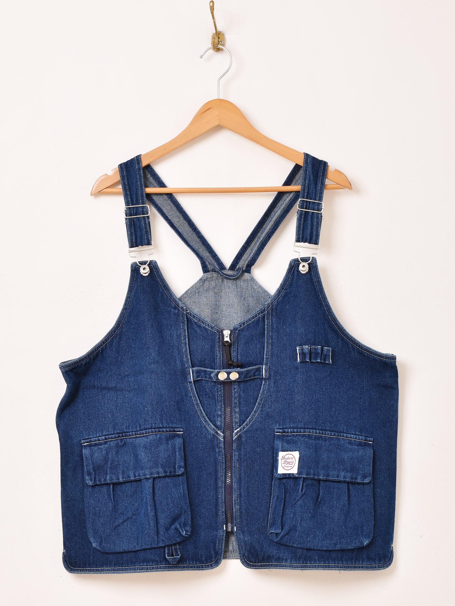 パパス　デニム生地ダウンベスト(実家保管品) Papas & SONS パパス ストレッチデニム ジップアップベスト