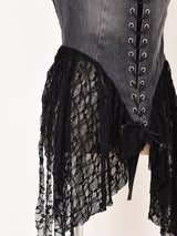 【2色展開】Meridian コルセットデザイン デニム ビスチェ