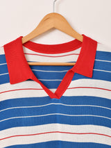 【2色展開】Elcamino 襟付き ボーダー ノースリーブトップス