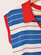 【2色展開】Elcamino 襟付き ボーダー ノースリーブトップス