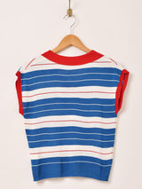 【2色展開】Elcamino 襟付き ボーダー ノースリーブトップス