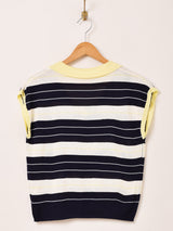 【2色展開】Elcamino 襟付き ボーダー ノースリーブトップス