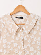 【2色展開】Meridian 半袖 クロップド フラワー ブラウス