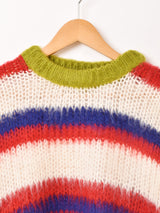 【3色展開】Meridian ブラッシュド ボーダー セーター