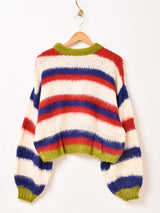 【3色展開】Meridian ブラッシュド ボーダー セーター