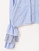 リメイク ラッフルスリーブ ストライプ 長袖シャツ