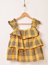 【2色展開】Elcamino チェック柄 ラッフル キャミソール