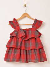 【2色展開】Elcamino チェック柄 ラッフル キャミソール