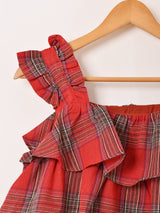 【2色展開】Elcamino チェック柄 ラッフル キャミソール