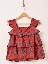 【2色展開】Elcamino チェック柄 ラッフル キャミソール