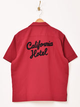 【3色展開】Backers 刺繍 半袖 オープンカラーシャツ 「California Hotel」