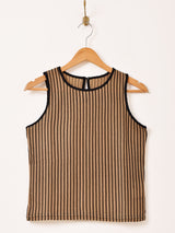 【2色展開】 ストライプ メッシュ ノースリーブトップス