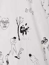 Meridian イラストプリント フレンチスリーブ シャツワンピース