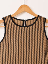 【2色展開】 ストライプ メッシュ ノースリーブトップス