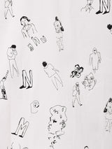 Meridian イラストプリント フレンチスリーブ シャツワンピース