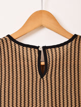 【2色展開】 ストライプ メッシュ ノースリーブトップス