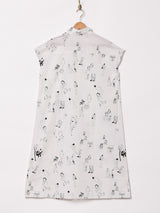 Meridian イラストプリント フレンチスリーブ シャツワンピース