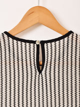 【2色展開】 ストライプ メッシュ ノースリーブトップス