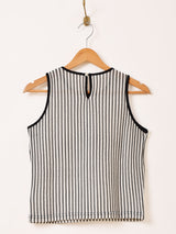 【2色展開】 ストライプ メッシュ ノースリーブトップス