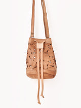 【2色展開】型押しレザー 巾着 ショルダーバッグ