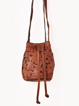 【2色展開】型押しレザー 巾着 ショルダーバッグ