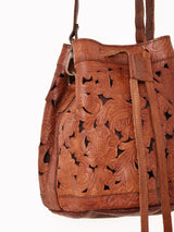 【2色展開】型押しレザー 巾着 ショルダーバッグ