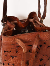 【2色展開】型押しレザー 巾着 ショルダーバッグ