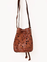 【2色展開】型押しレザー 巾着 ショルダーバッグ