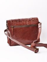 編み込みレザー ブラウン スクエア ショルダーバッグ