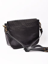 【2色展開】編み込みレザー スクエア ショルダーバッグ