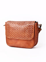 【2色展開】編み込みレザー スクエア ショルダーバッグ