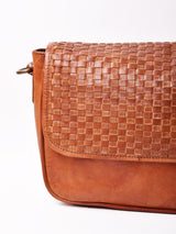 【2色展開】編み込みレザー スクエア ショルダーバッグ