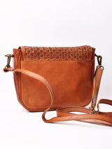 【2色展開】編み込みレザー スクエア ショルダーバッグ