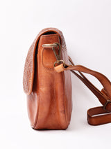 【2色展開】編み込みレザー スクエア ショルダーバッグ