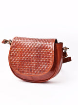 編み込みレザー ショルダーバッグ