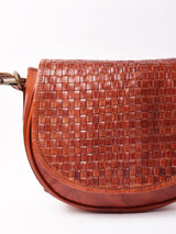 編み込みレザー ショルダーバッグ