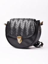 【2色展開】編み込みレザー ミニショルダーバッグ