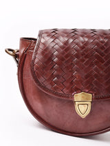 【2色展開】編み込みレザー ミニショルダーバッグ